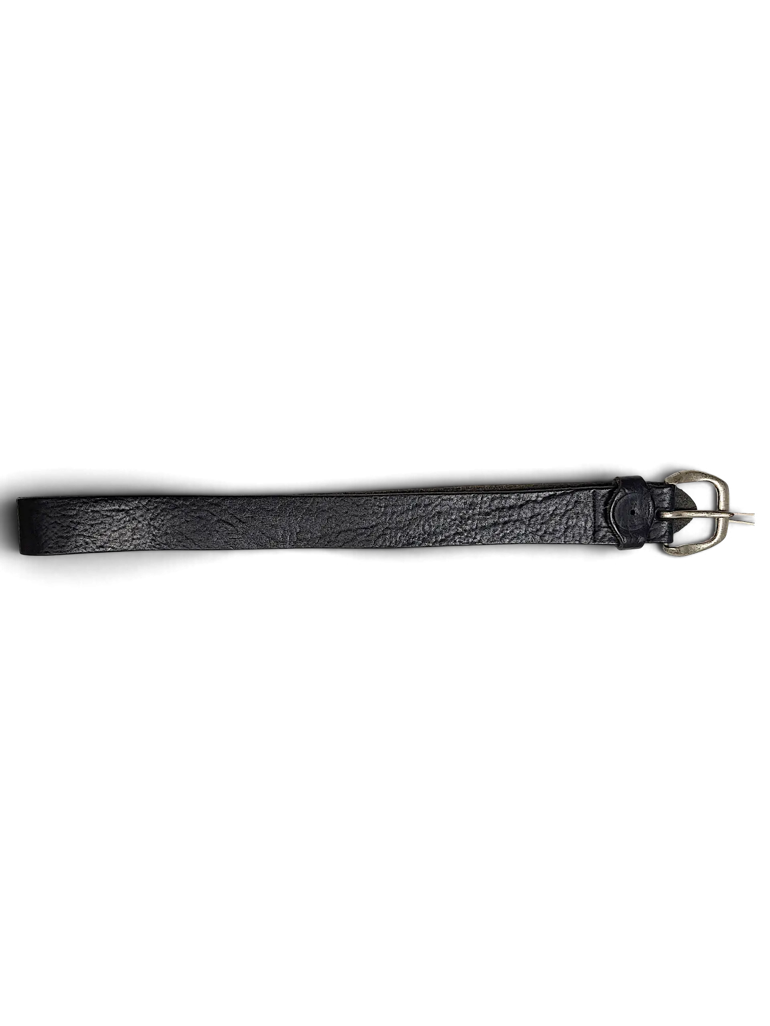 JAKE & IPI Exclusive Production Replay belt in black textured leather with a silver metal buckle