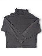JAKE & IPI black cotton turtleneck sweatshirt with a relaxed fit and metal eyelet detail at the hem.