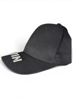 JAKE & IPI black IBE Vain cap with silver metallic lettering on the brim