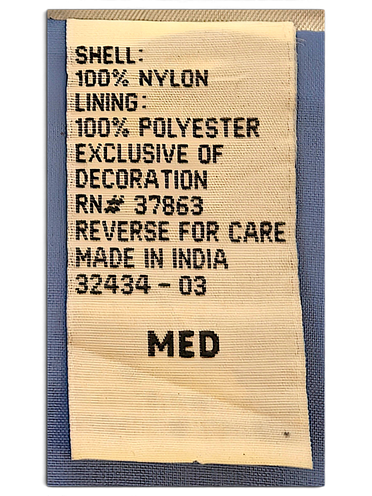 Blair Light Blue Floral Embroidered Longline Windbreaker – M; detail view showing fabric, construction, label or condition (image 6 of 7).