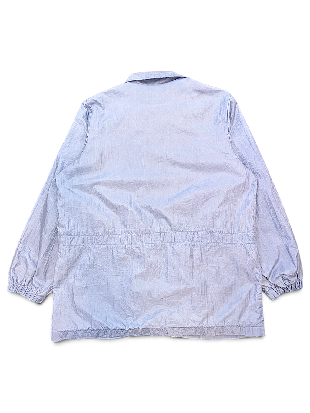 Blair Light Blue Floral Embroidered Longline Windbreaker – M; back view (image 2 of 7).