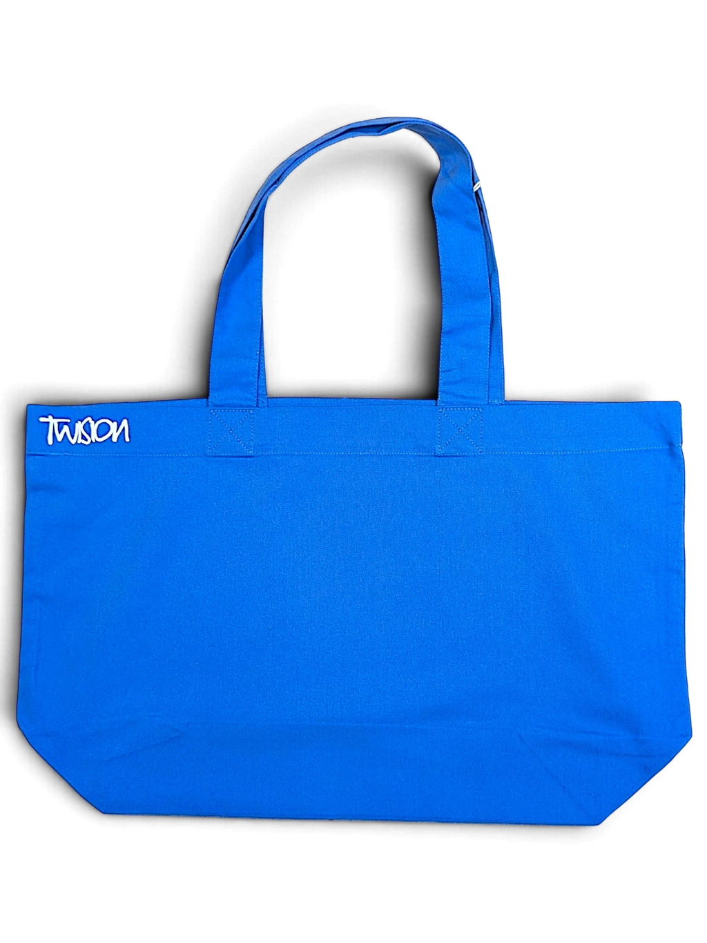 JAKE & IPI Twision tote bag in bright blue canvas with white logo embroidery on the front