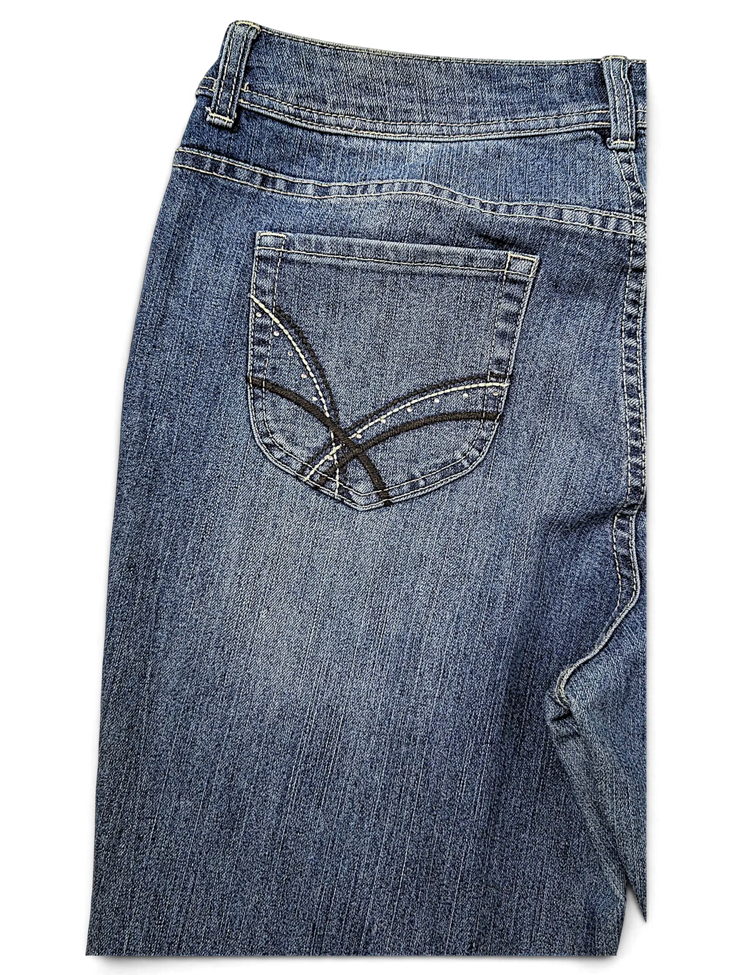 JAKE & IPI Additions by Chico's blue denim shorts with embroidered back pocket detail