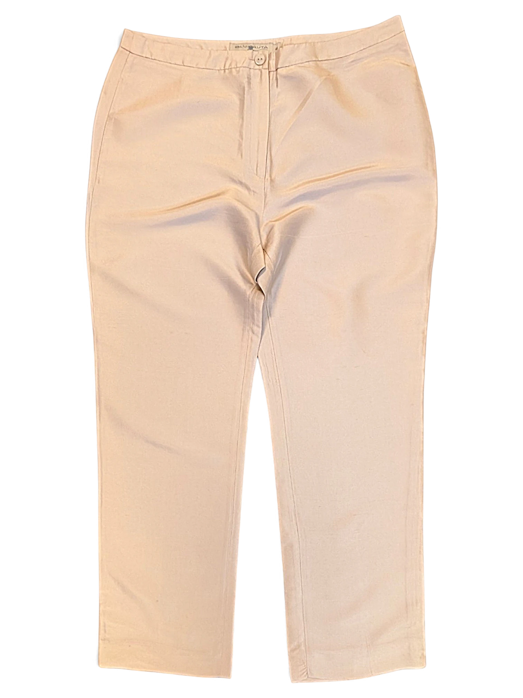 JAKE & IPI Blunauta ivory pure silk trousers with a relaxed wide-leg silhouette and fluid drape.