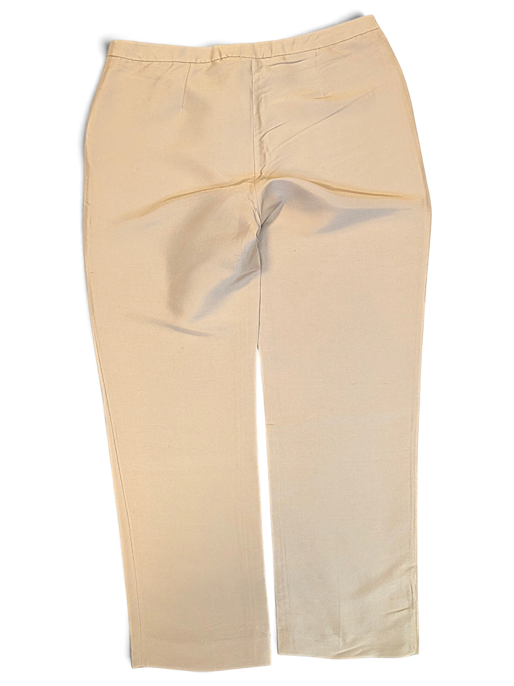 JAKE & IPI pre-owned Blunauta ivory pure silk trousers with a relaxed wide-leg silhouette and fluid drape.