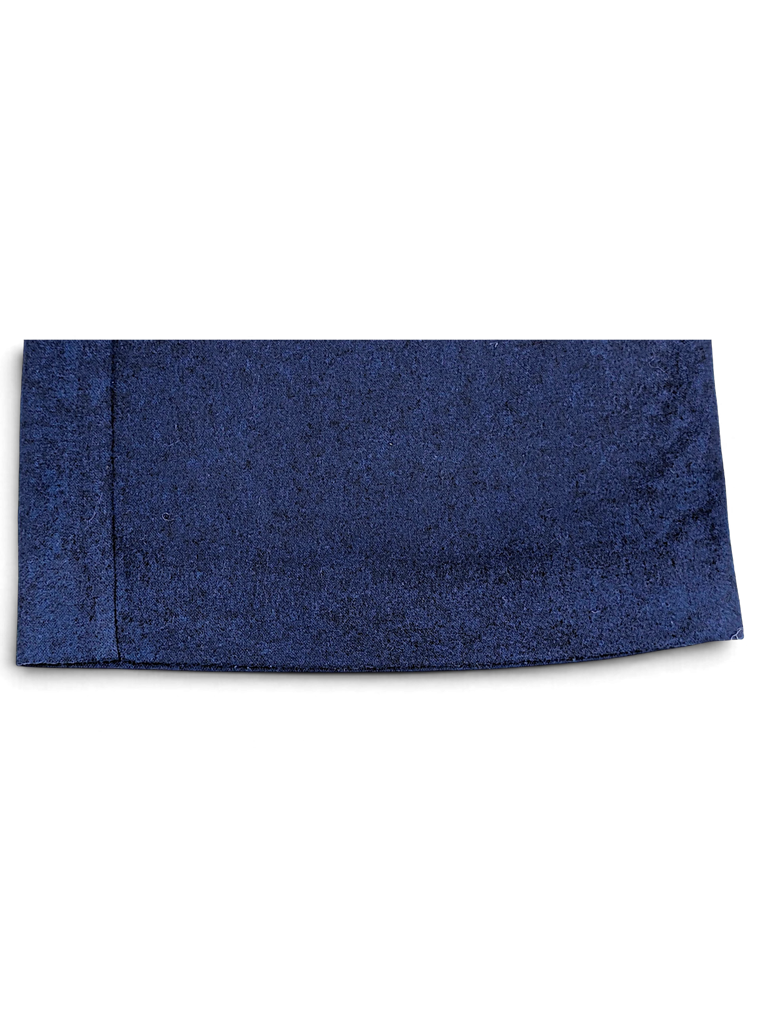 JAKE & IPI BOSS navy blue velour track pants fabric detail showing soft texture and tapered hem