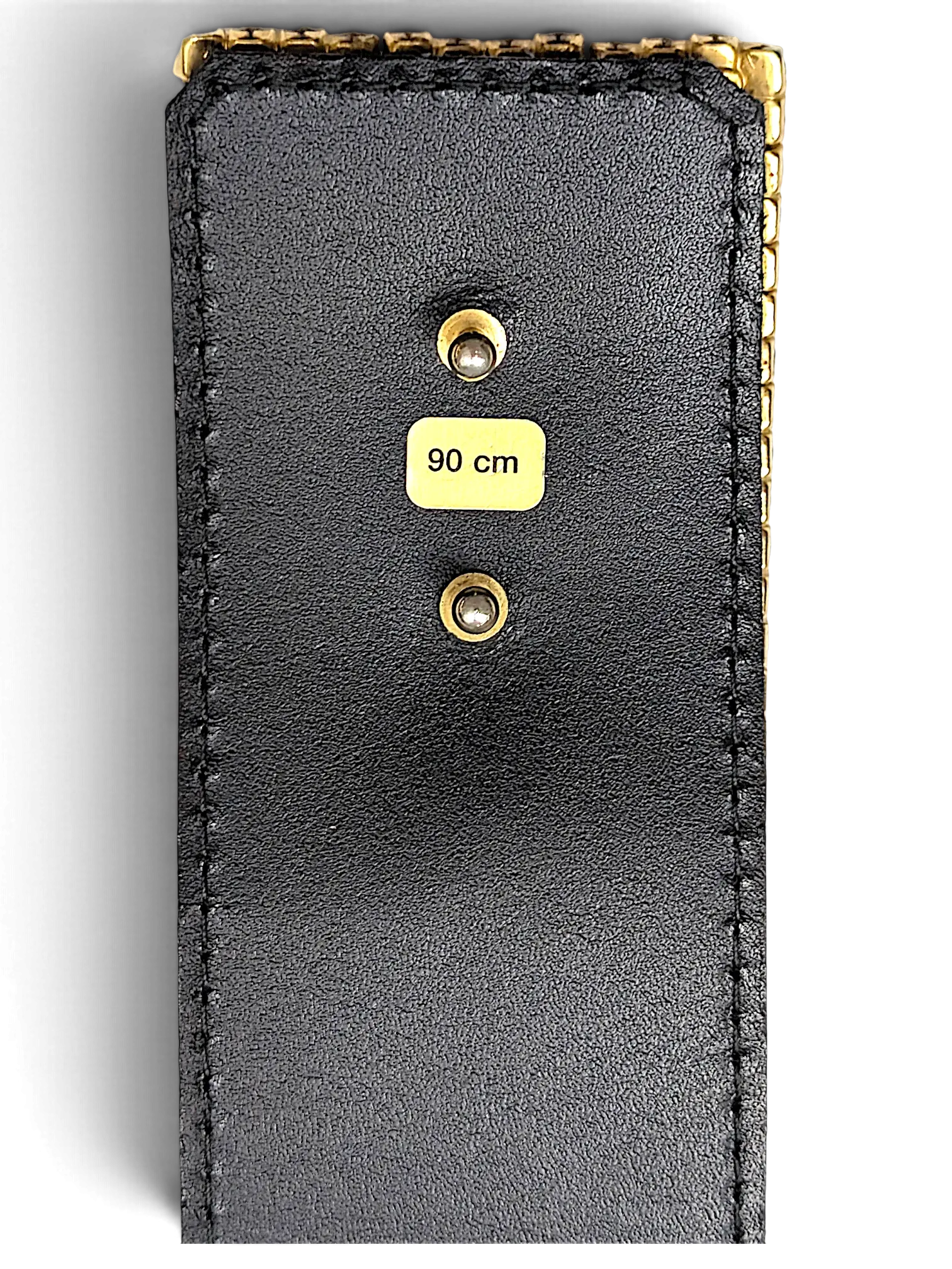 JAKE & IPI Y2K style brown alligator embossed belt showing the black leather interior with 90 cm size label