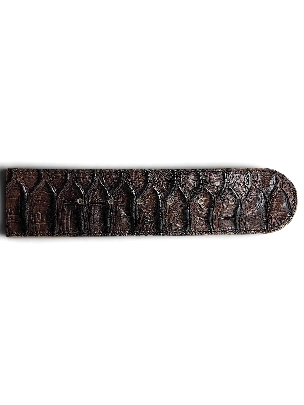 JAKE & IPI brown Y2K style belt with textured alligator embossed pattern and stitched edges