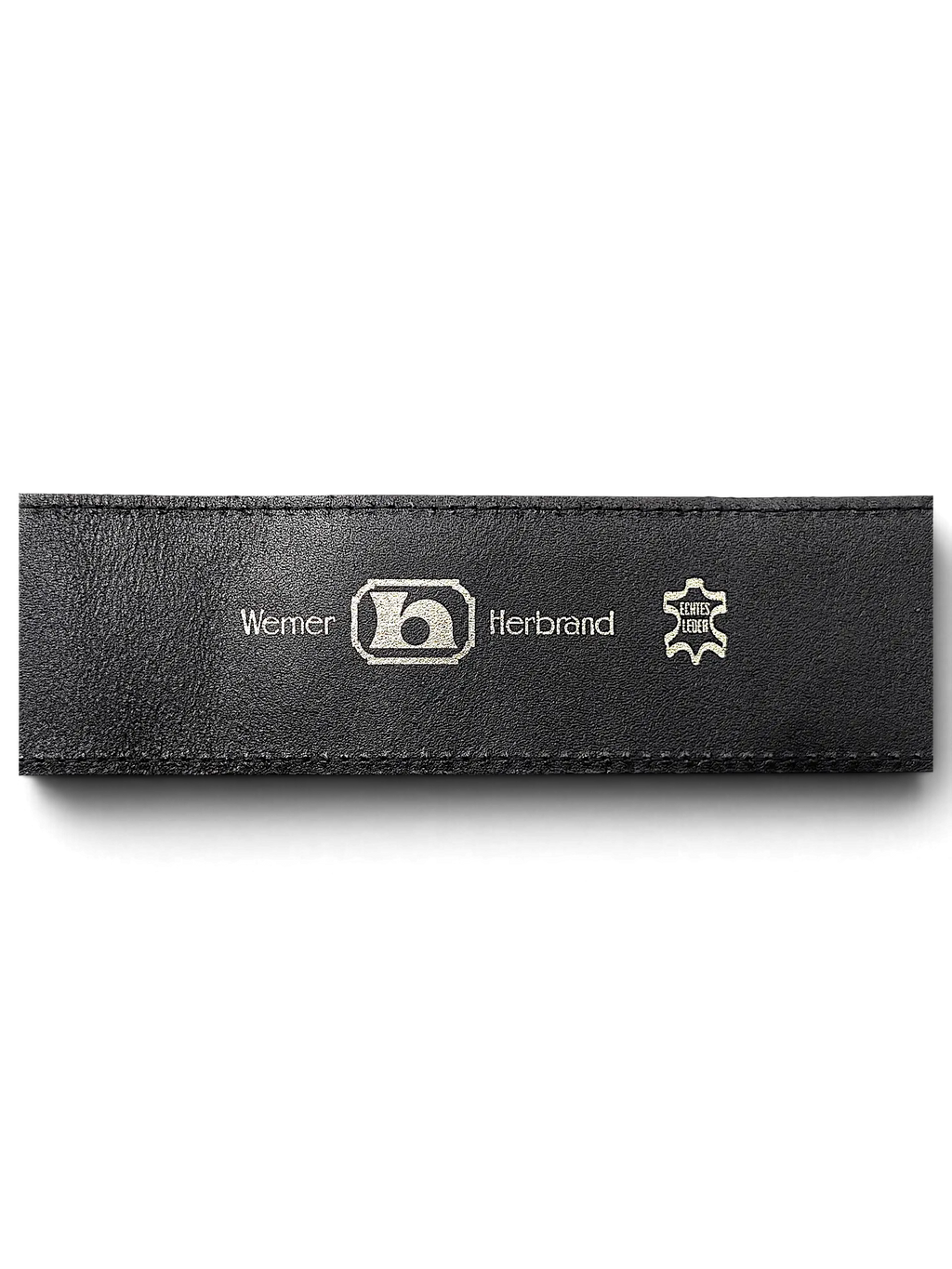 JAKE & IPI brown alligator style belt featuring a Werner Herbrand logo embossed on the genuine leather strap.