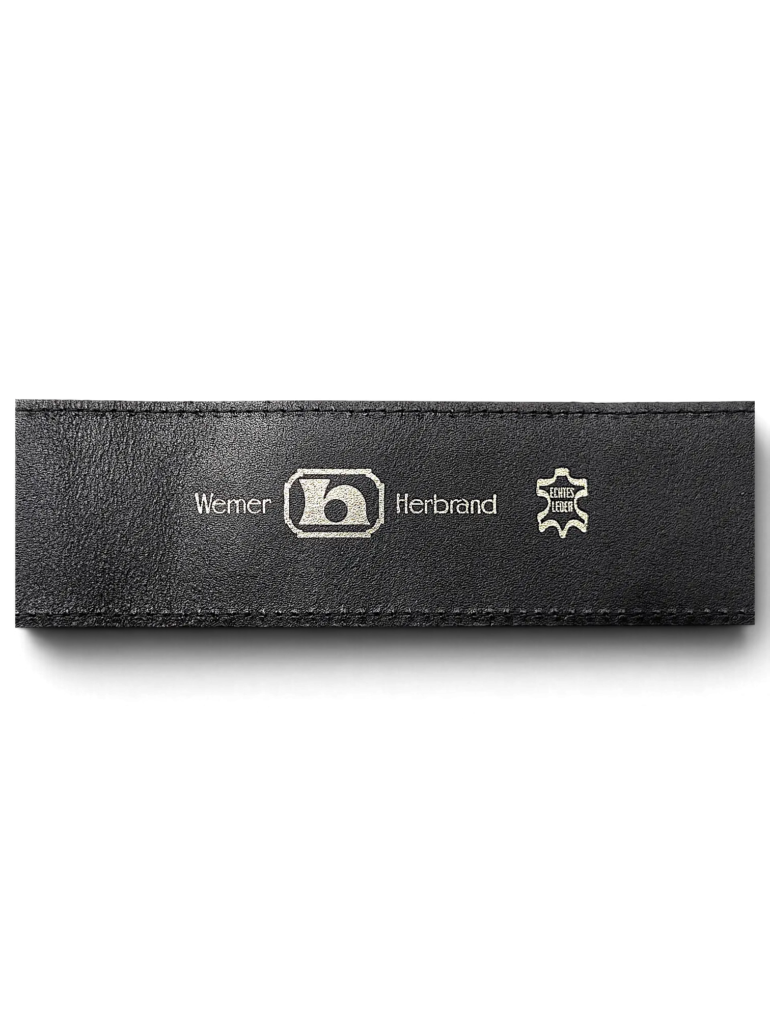JAKE & IPI brown alligator style belt featuring a Werner Herbrand logo embossed on the genuine leather strap.