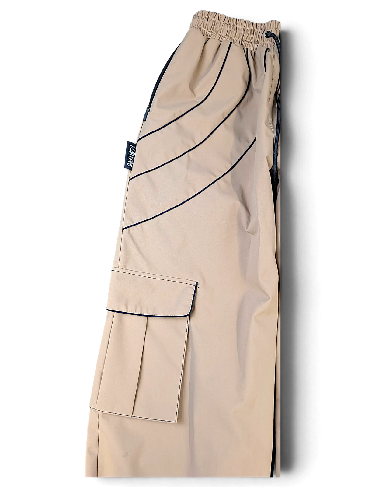 JAKE & IPI brown cargo pants with black piping detail and side pocket