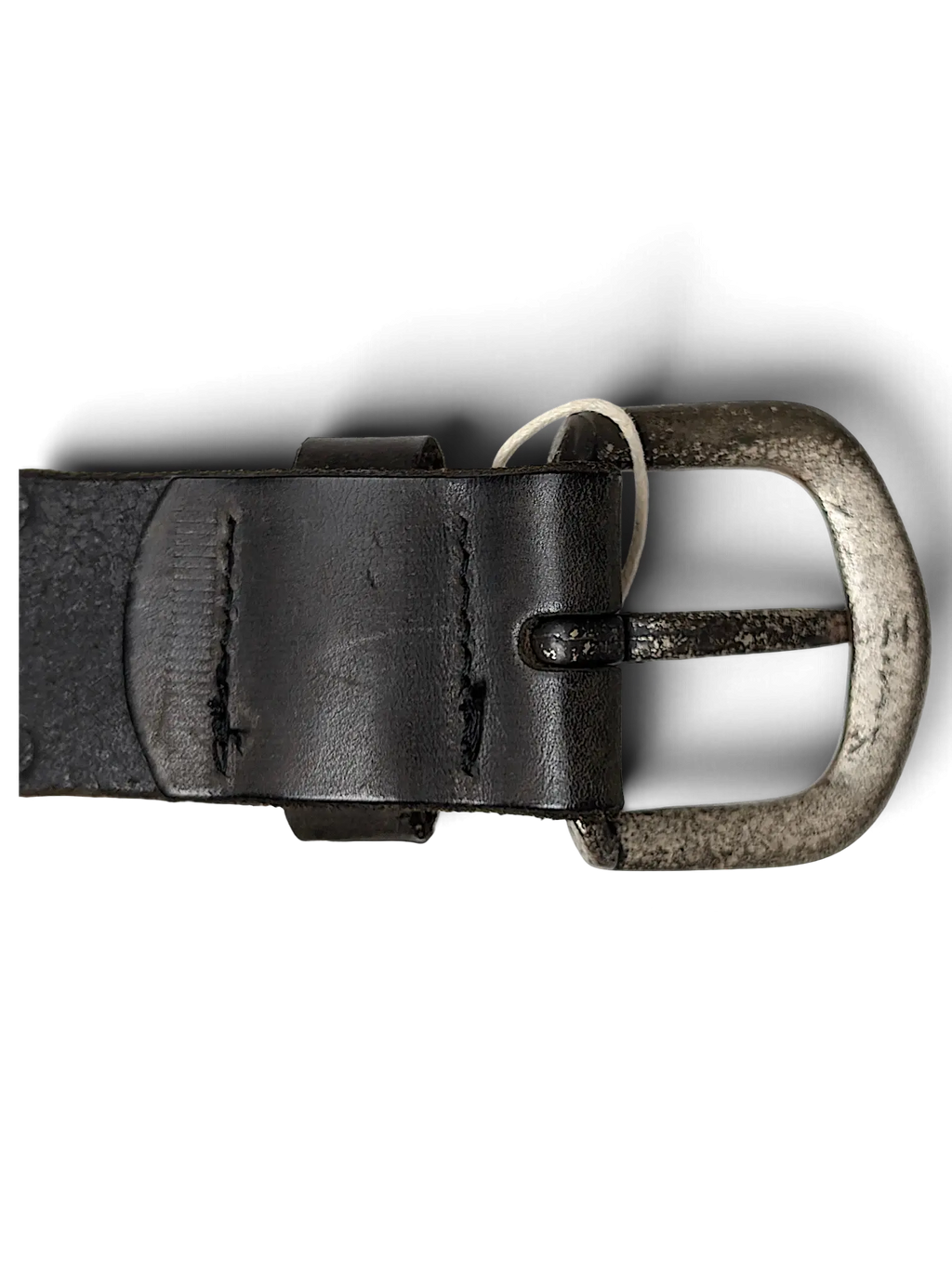 JAKE & IPI West Classic brown leather belt featuring a distressed silver-tone metal buckle and stitched detail.