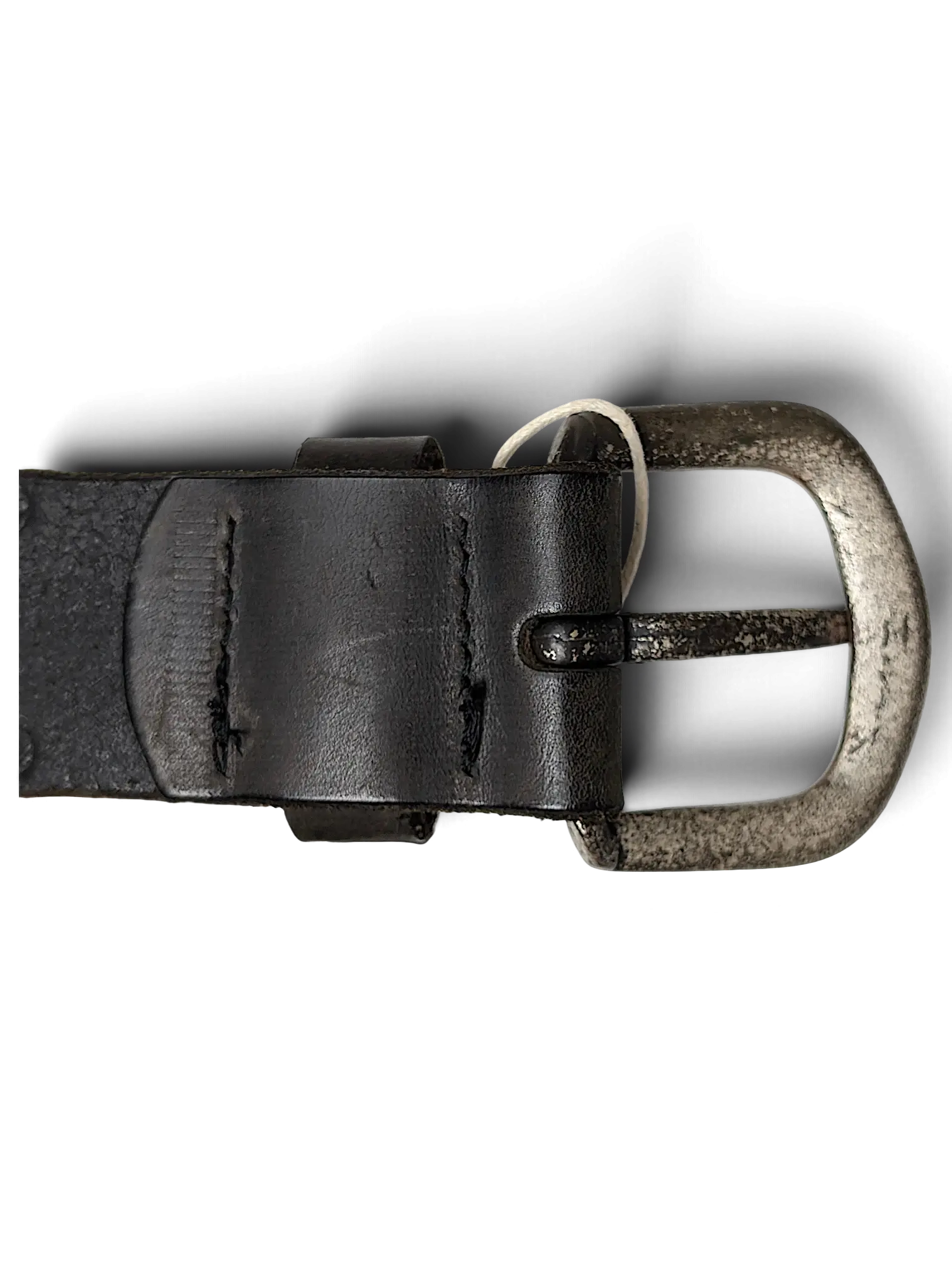 JAKE & IPI West Classic brown leather belt featuring a distressed silver-tone metal buckle and stitched detail.