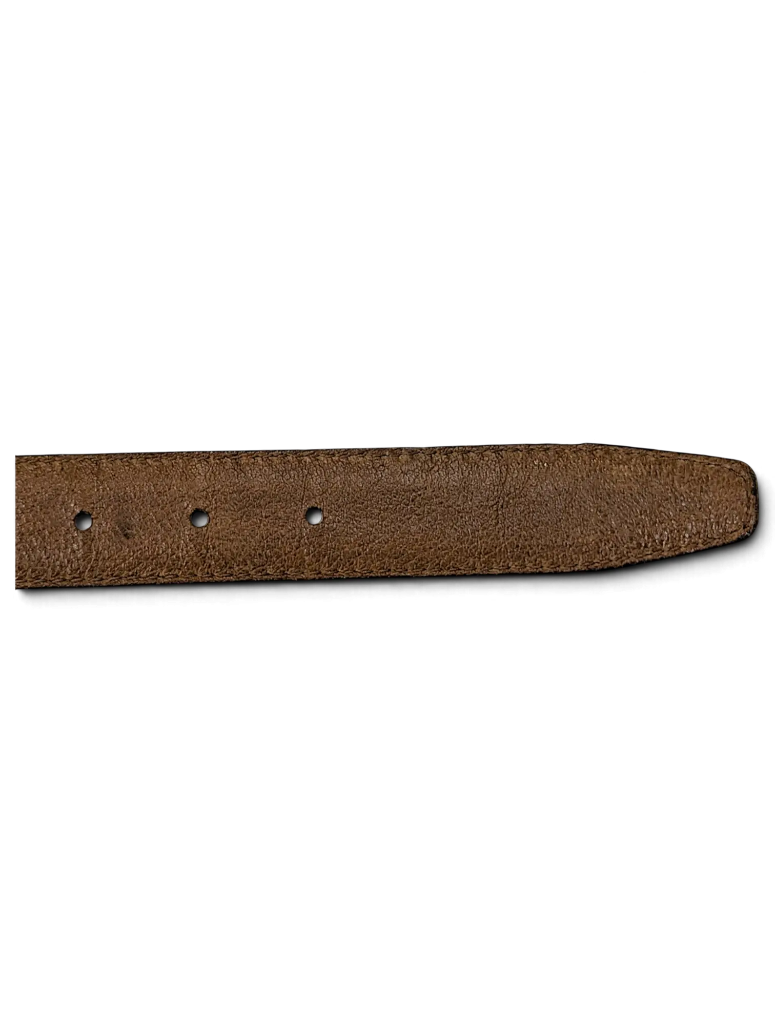 JAKE & IPI brown leather belt strap with visible stitching and punched holes on a plain white background