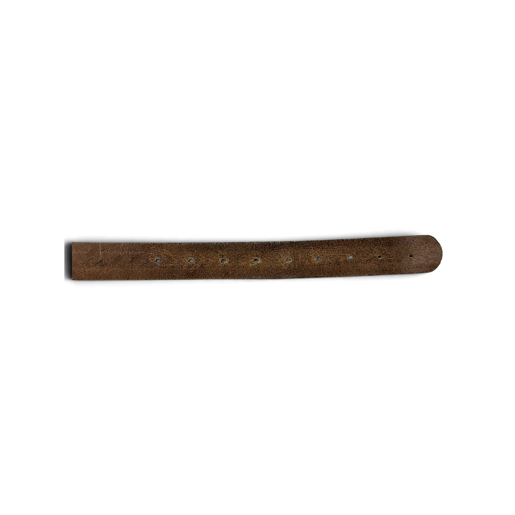 JAKE & IPI brown leather belt featuring a textured finish and evenly spaced adjustment holes
