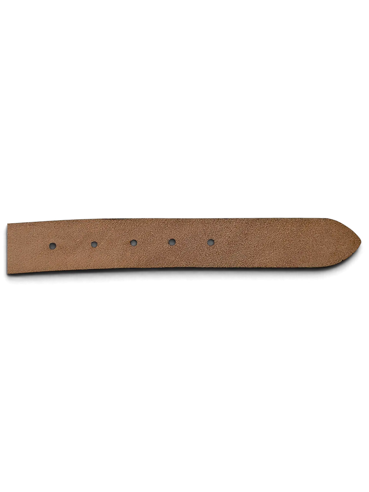 JAKE & IPI brown leather belt featuring a classic pointed tip and five adjustment holes.
