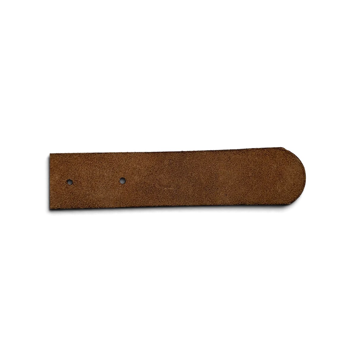 JAKE & IPI brown suede leather belt strap with visible adjustment holes on a white background