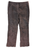 JAKE & IPI vintage dark brown suede leather trousers with panelled seams and a straight leg fit.
