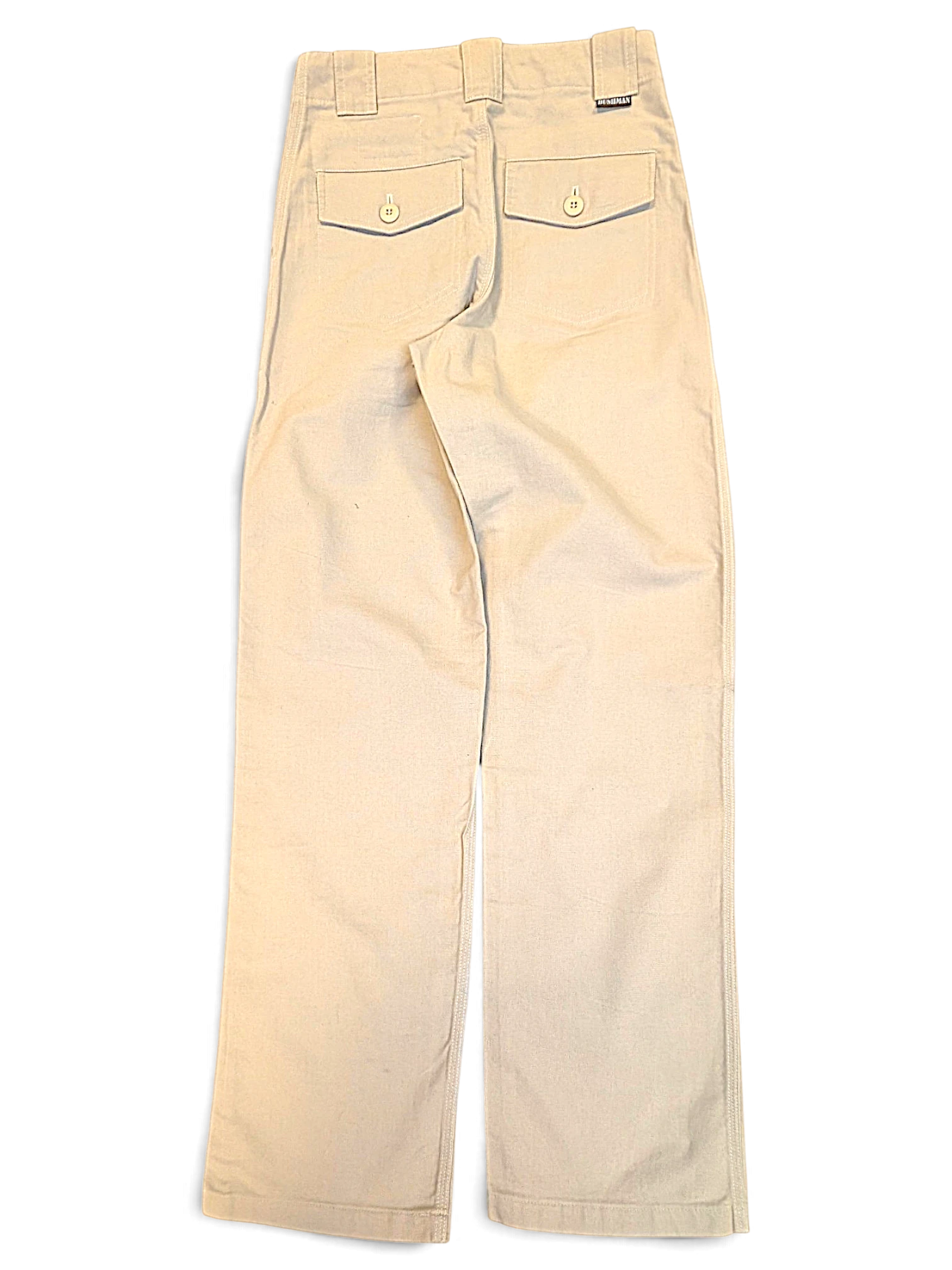JAKE & IPI Bushman beige utility trousers featuring a straight-leg cut and two buttoned back pockets