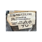 JAKE & IPI dark green cargo pants fabric care label showing material composition and washing instructions