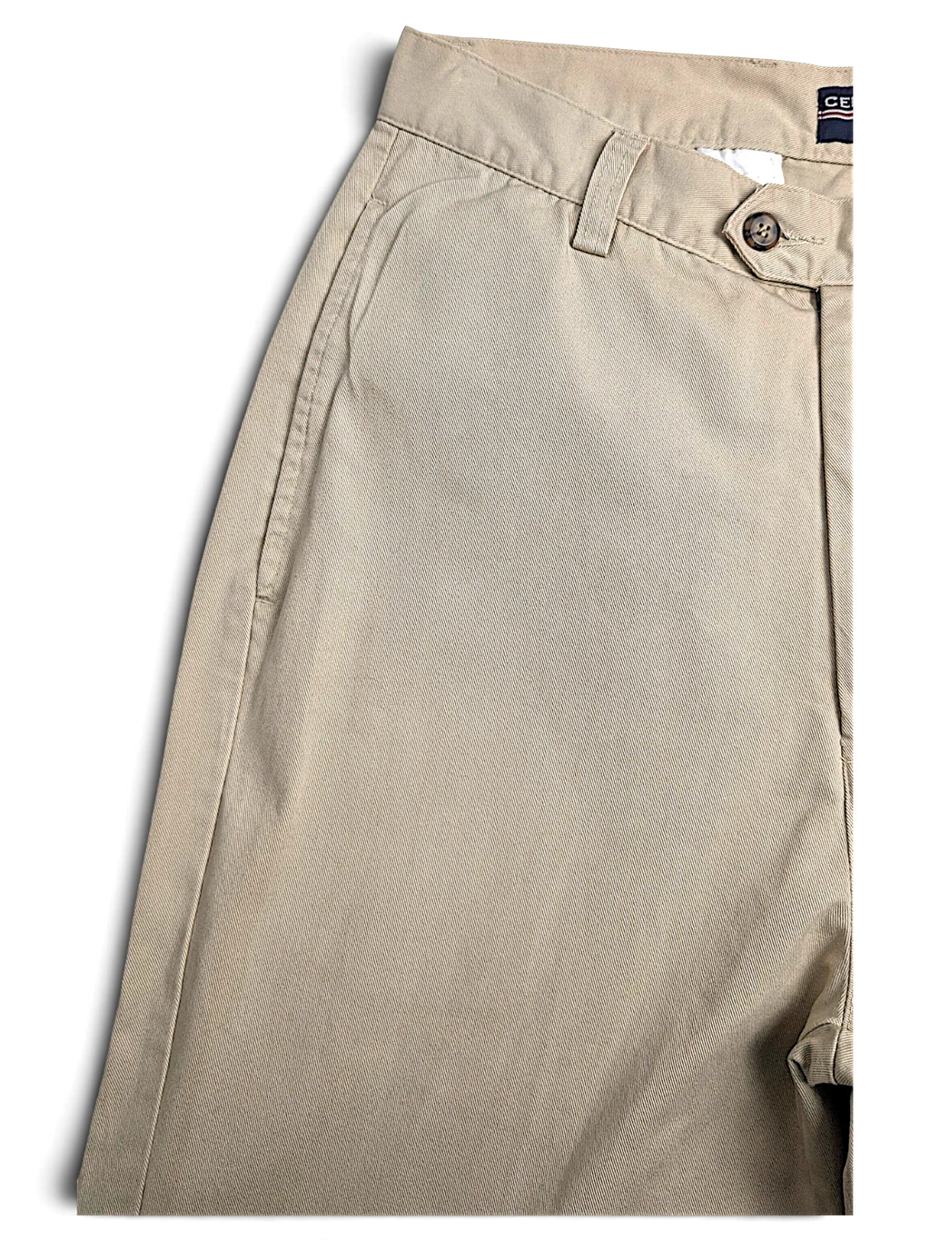 JAKE & IPI Cedarwood State beige cotton chinos with a flat front and button closure