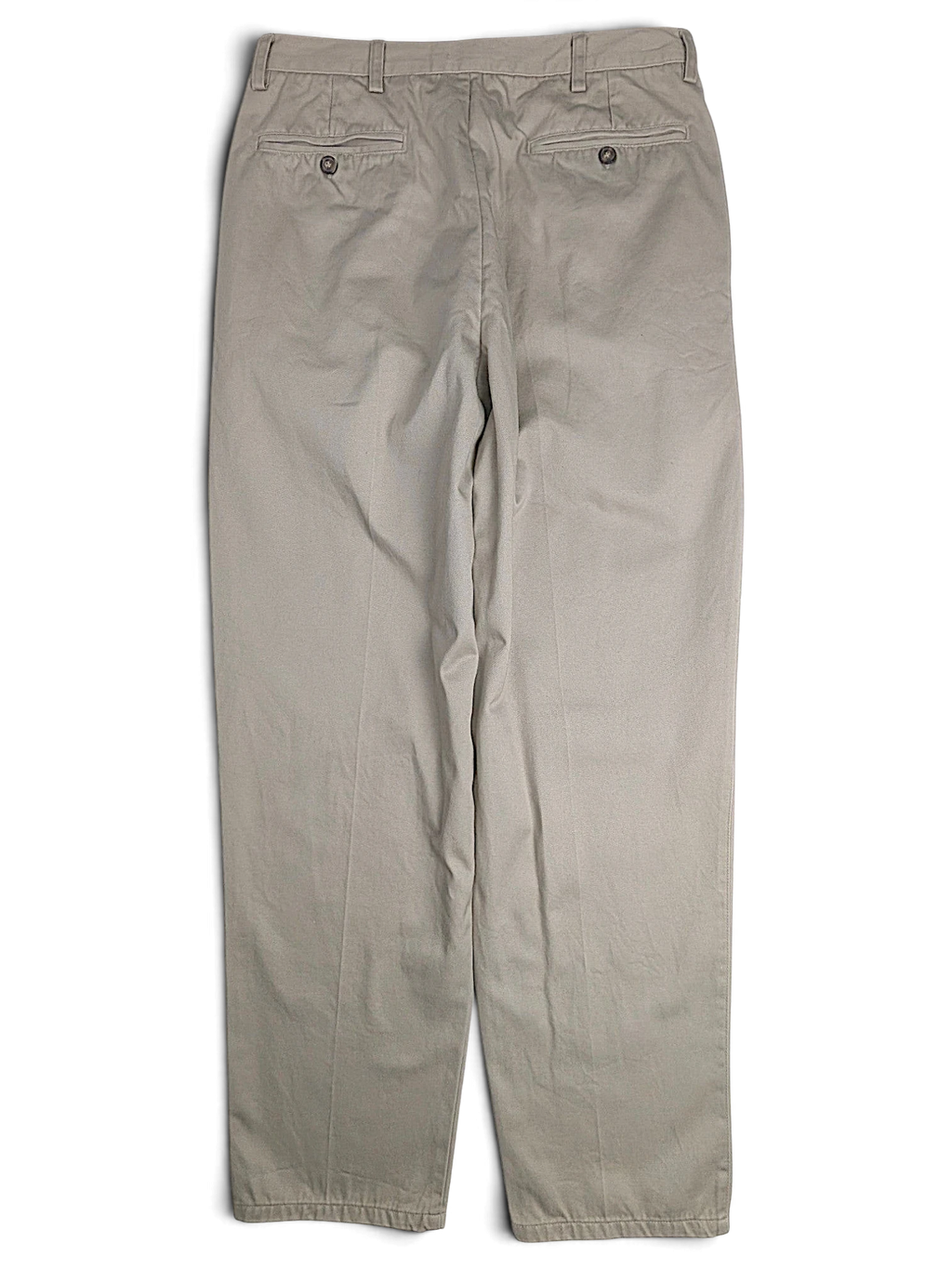 JAKE & IPI Cedarwood State beige cotton trousers with back pockets, shown from the rear view.