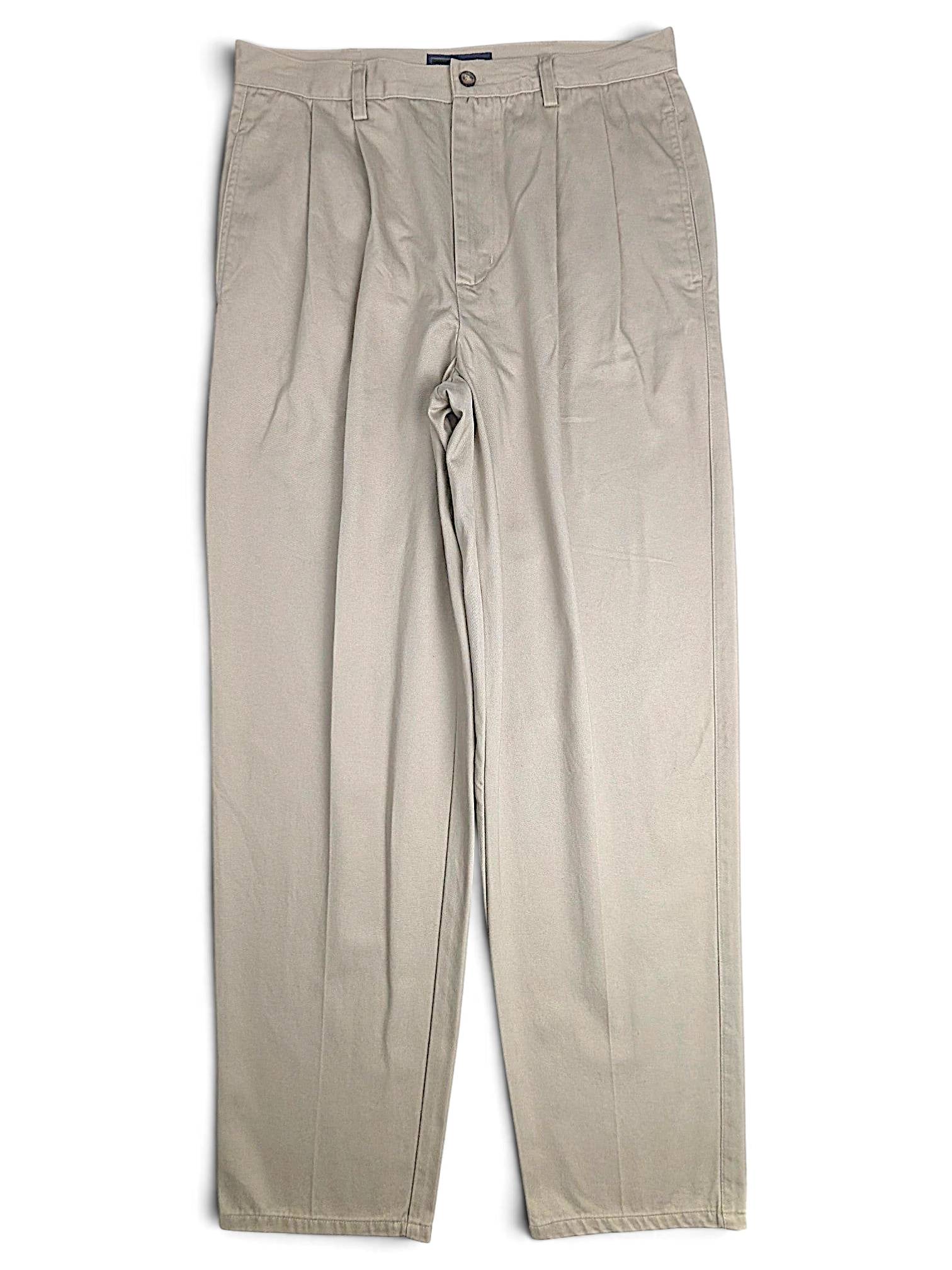 JAKE & IPI Cedarwood State beige cotton trousers with double front pleats and a straight leg fit