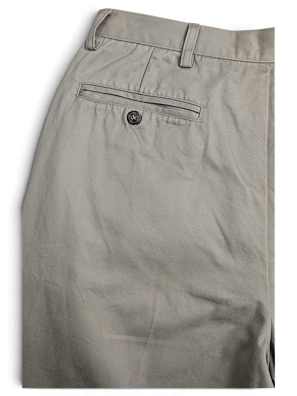 JAKE & IPI Cedarwood State beige cotton trousers featuring a rear buttoned welt pocket and belt loops