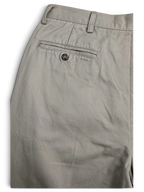 JAKE & IPI Cedarwood State beige cotton trousers featuring a rear buttoned welt pocket and belt loops