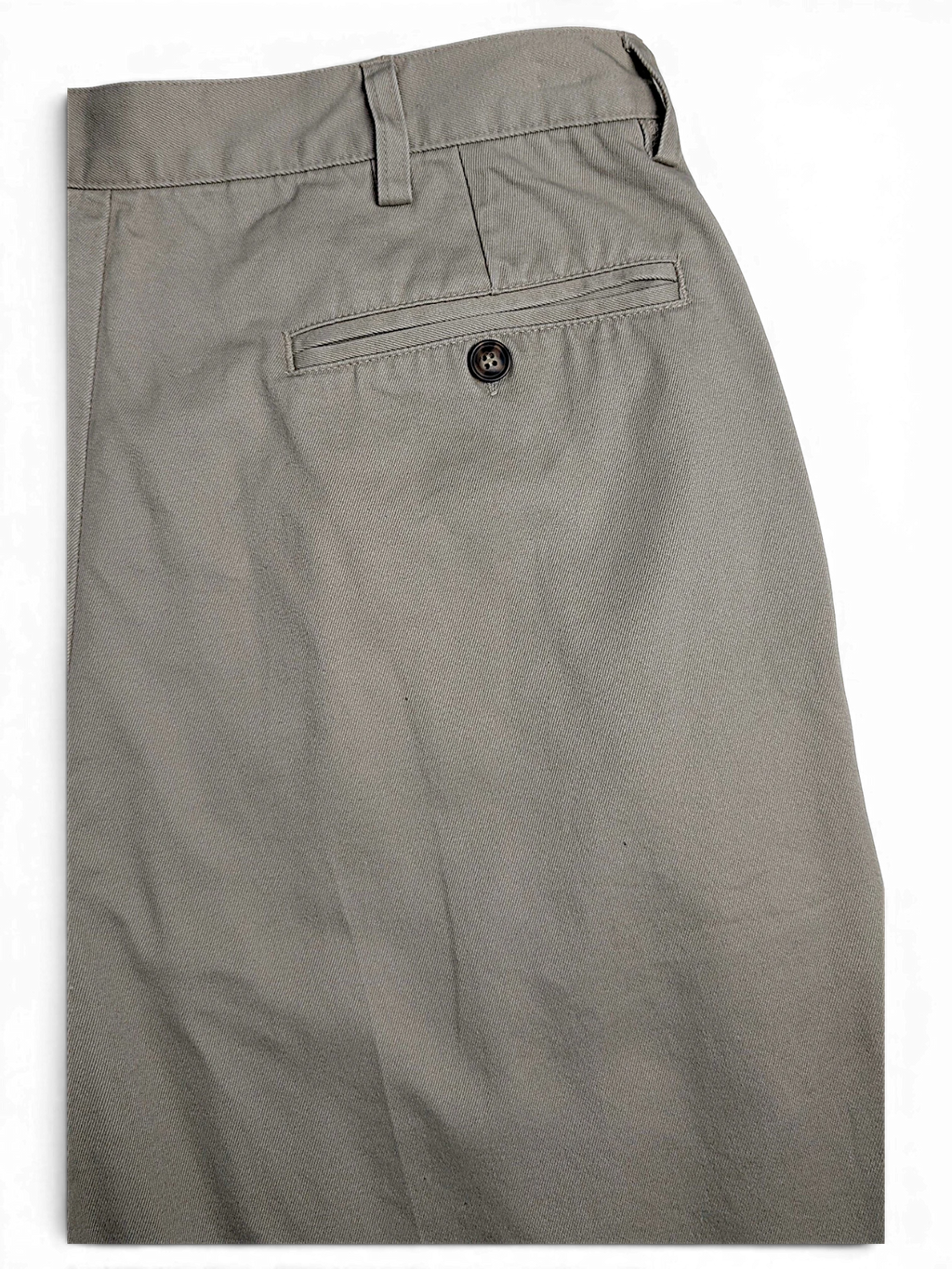 JAKE & IPI Cedarwood State beige cotton trousers featuring a rear welt pocket with button closure