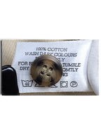 JAKE & IPI Cedarwood State beige chino spare button and 100% cotton care label detail