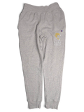 JAKE & IPI grey Champion Reverse Weave fleece joggers with Salesianum Lacrosse graphic and elastic cuffs