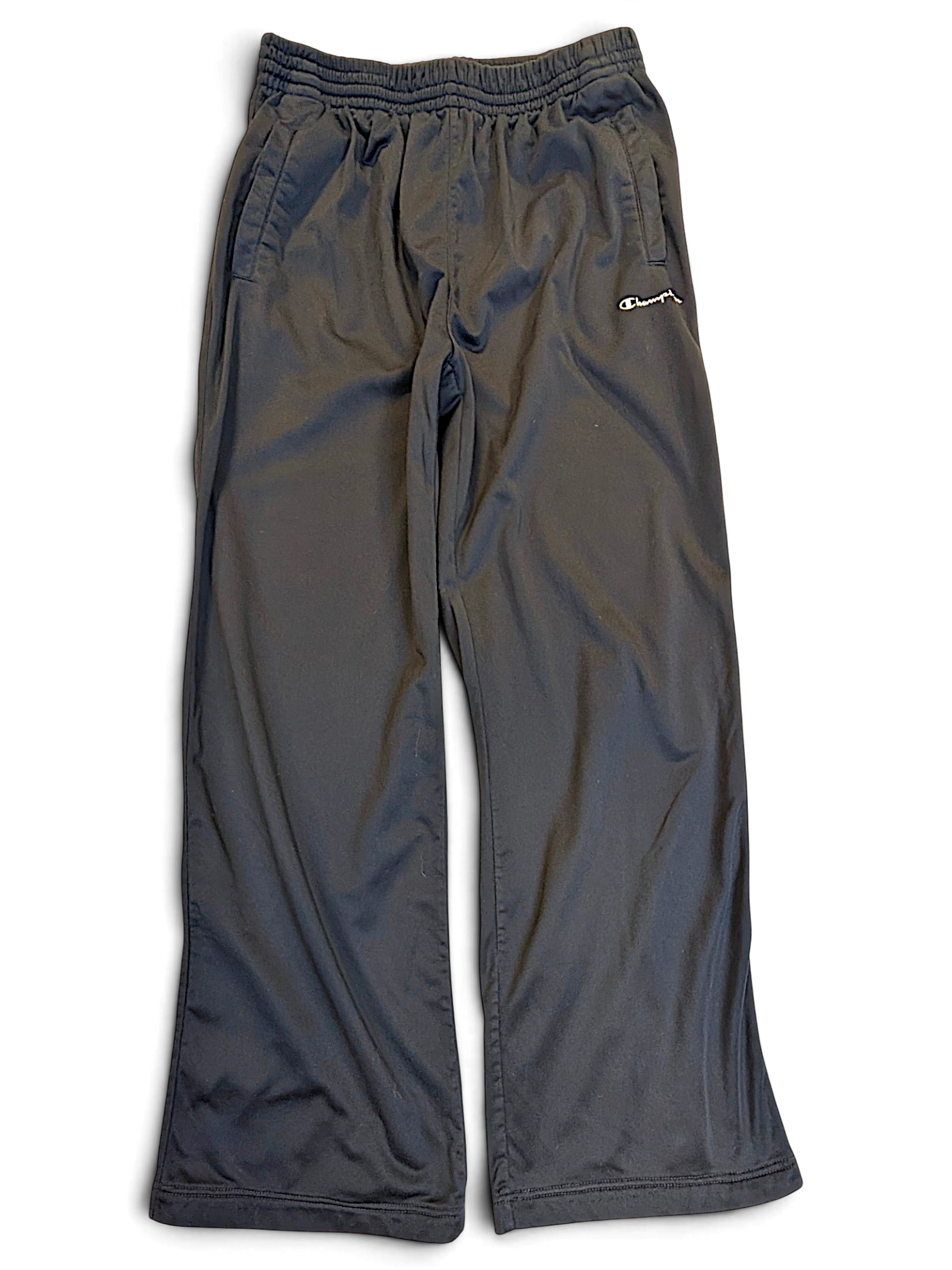 JAKE & IPI pre-owned navy Champion track pants with a relaxed straight-leg fit and open-hem design.