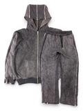 JAKE & IPI Alarikco charcoal grey acid wash track suit with full-length zipper details on hoodie and pants