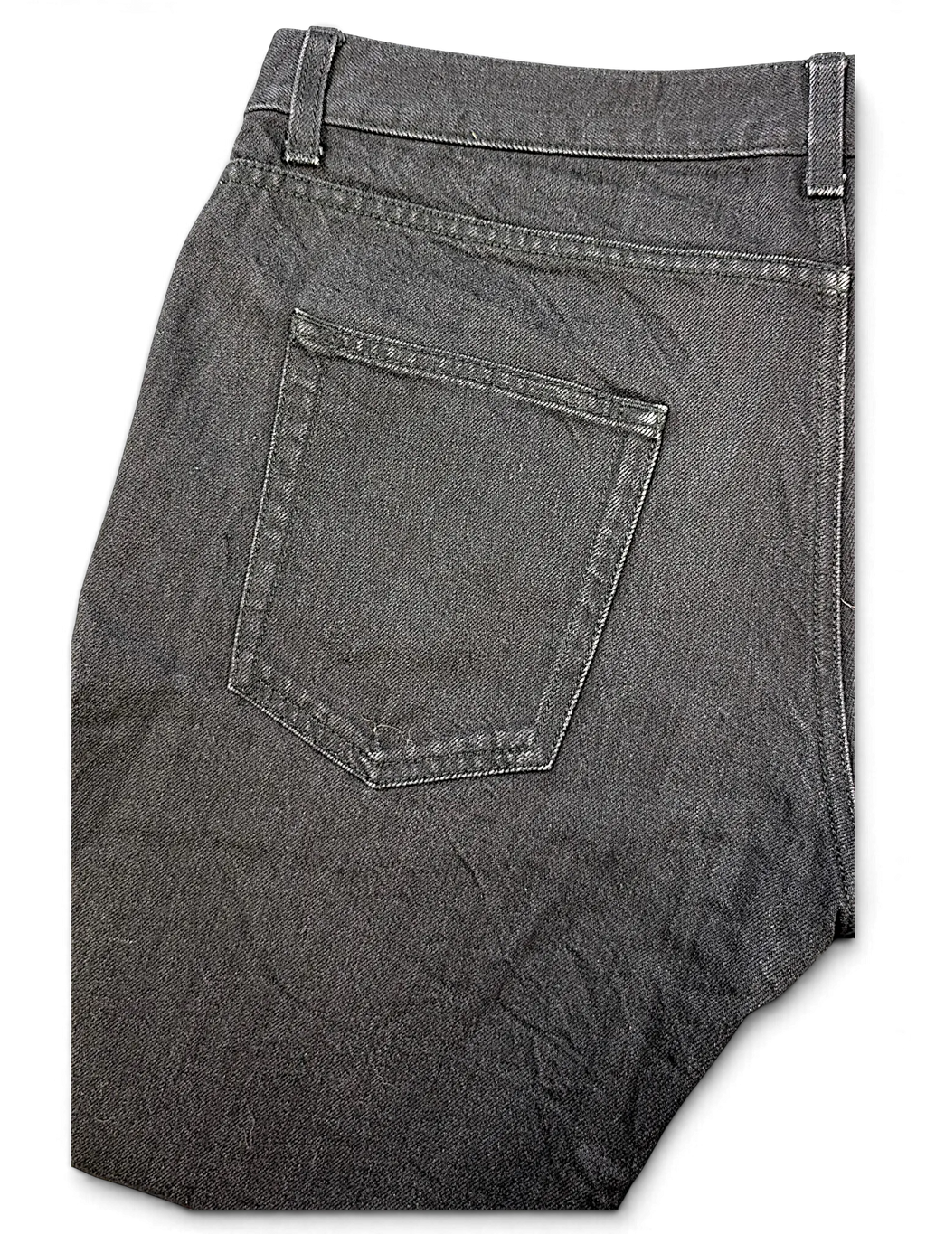 JAKE & IPI IBE Saint Laurent charcoal grey denim jeans featuring a classic back pocket and belt loops