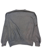 Back view of a JAKE & IPI charcoal grey crewneck sweatshirt with ribbed cuffs and hem.