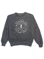 JAKE & IPI charcoal grey crewneck sweatshirt featuring a distressed white Wildwood New Jersey graphic print.