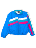 Cherokee Sport Blue Colourblock Windbreaker; Front view with white, teal and pink stripes.