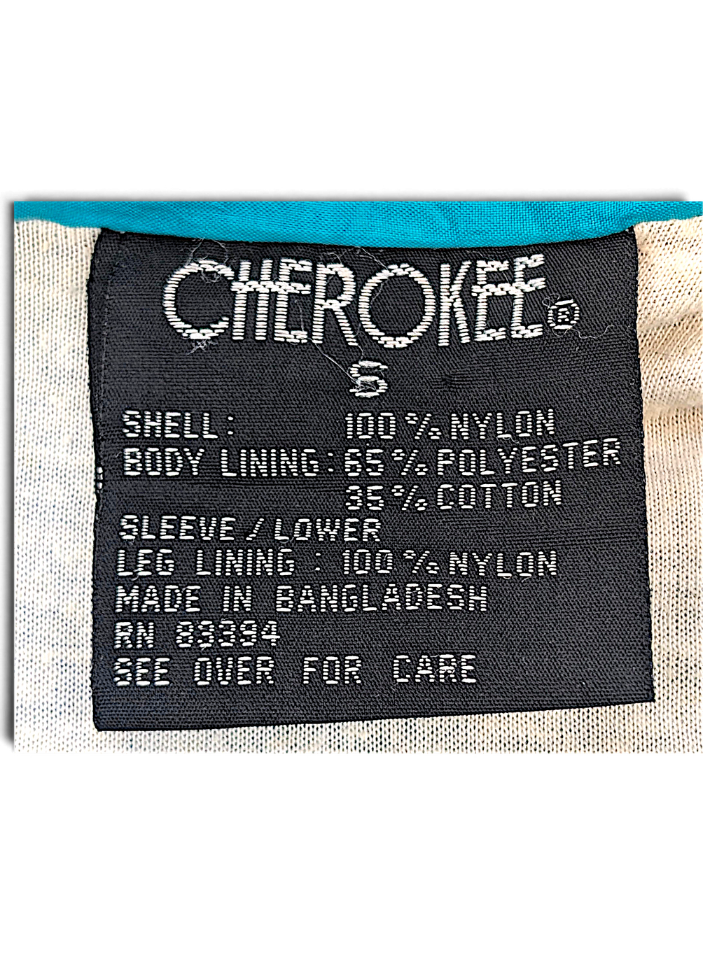 Cherokee Sport Blue Colourblock Windbreaker; Size S and shell and lining composition label.
