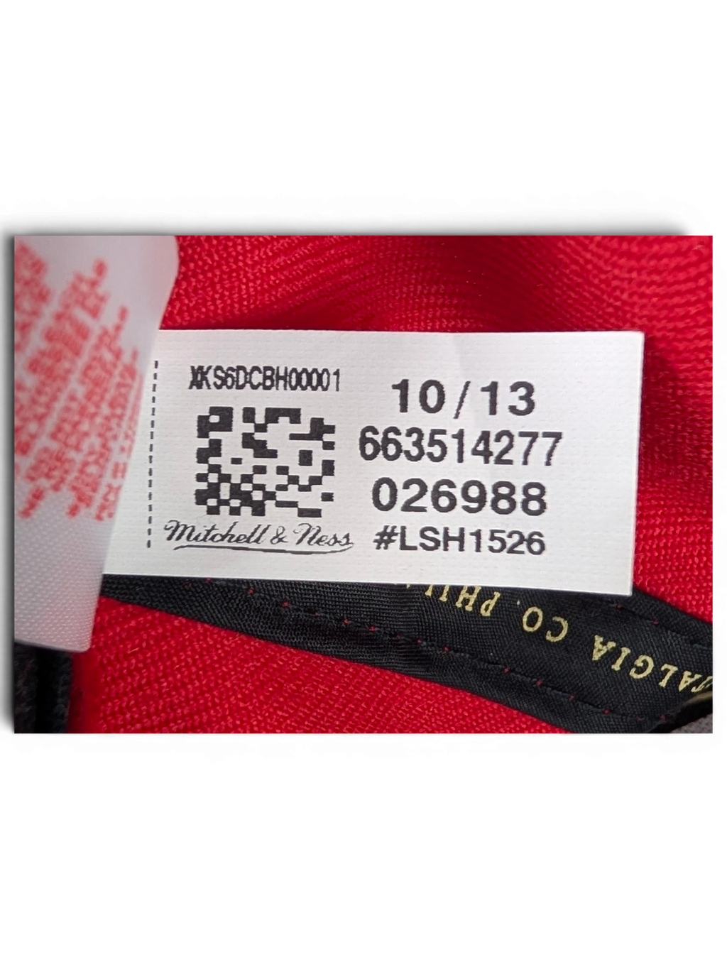 JAKE & IPI Chicago Bulls cap interior label with Mitchell & Ness branding and production codes