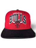 JAKE & IPI red and black Chicago Bulls snapback cap with embroidered team logo and lettering