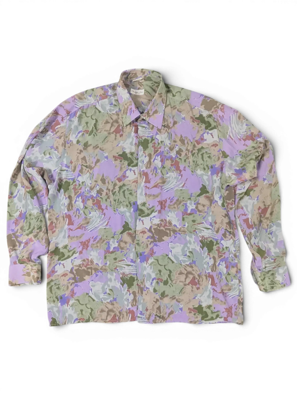 JAKE & IPI Christian Dior long sleeve button down shirt in a multi-colored abstract floral silk print