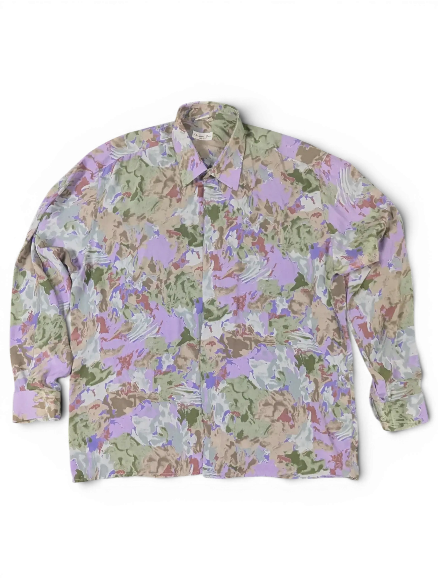 JAKE & IPI Christian Dior long sleeve button down shirt in a multi-colored abstract floral silk print