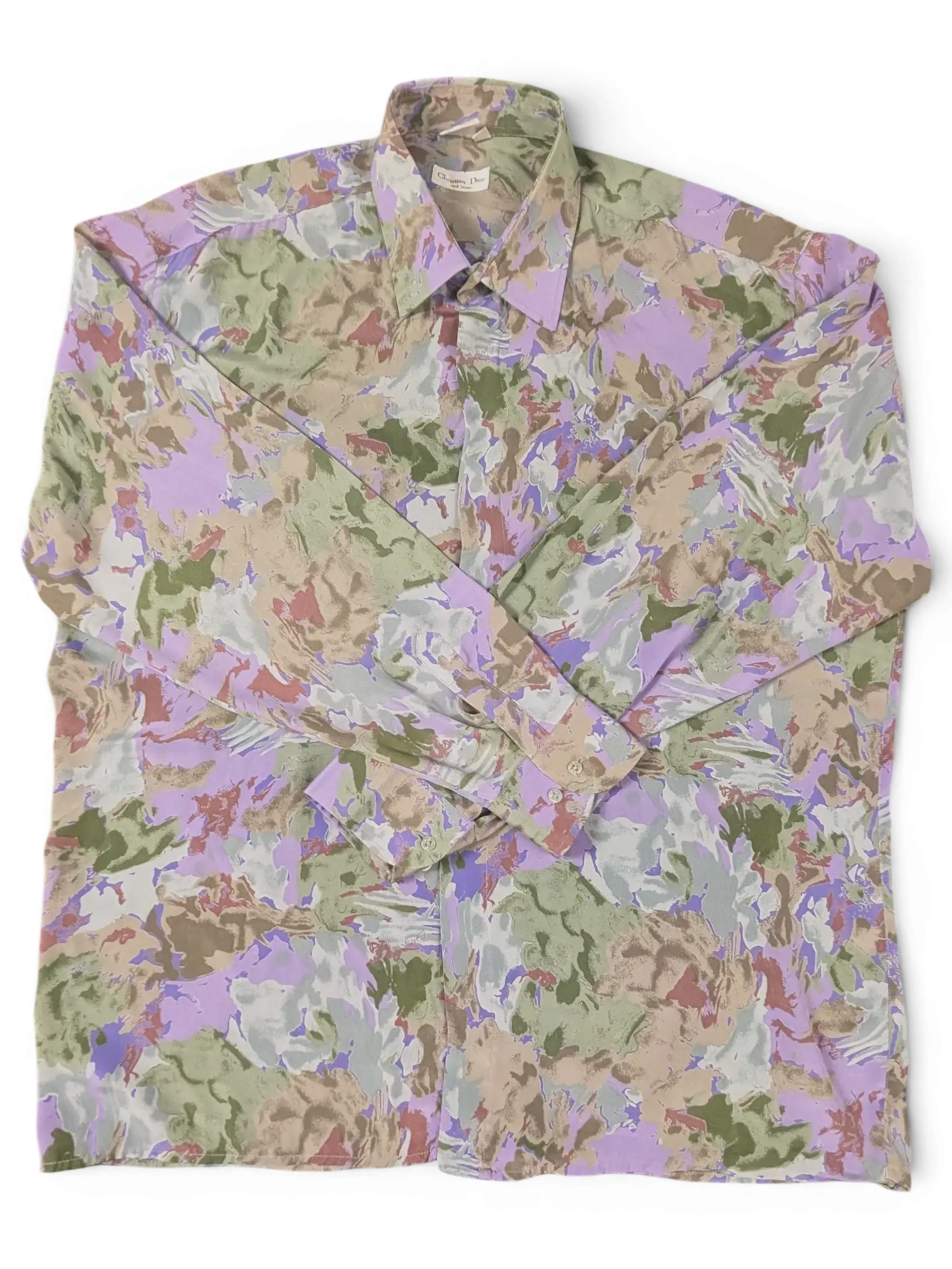 JAKE & IPI Christian Dior long sleeve button down shirt in a multi-colored abstract floral silk print