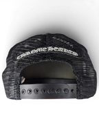 JAKE & IPI black Chrome Hearts trucker hat with mesh back and adjustable snapback closure
