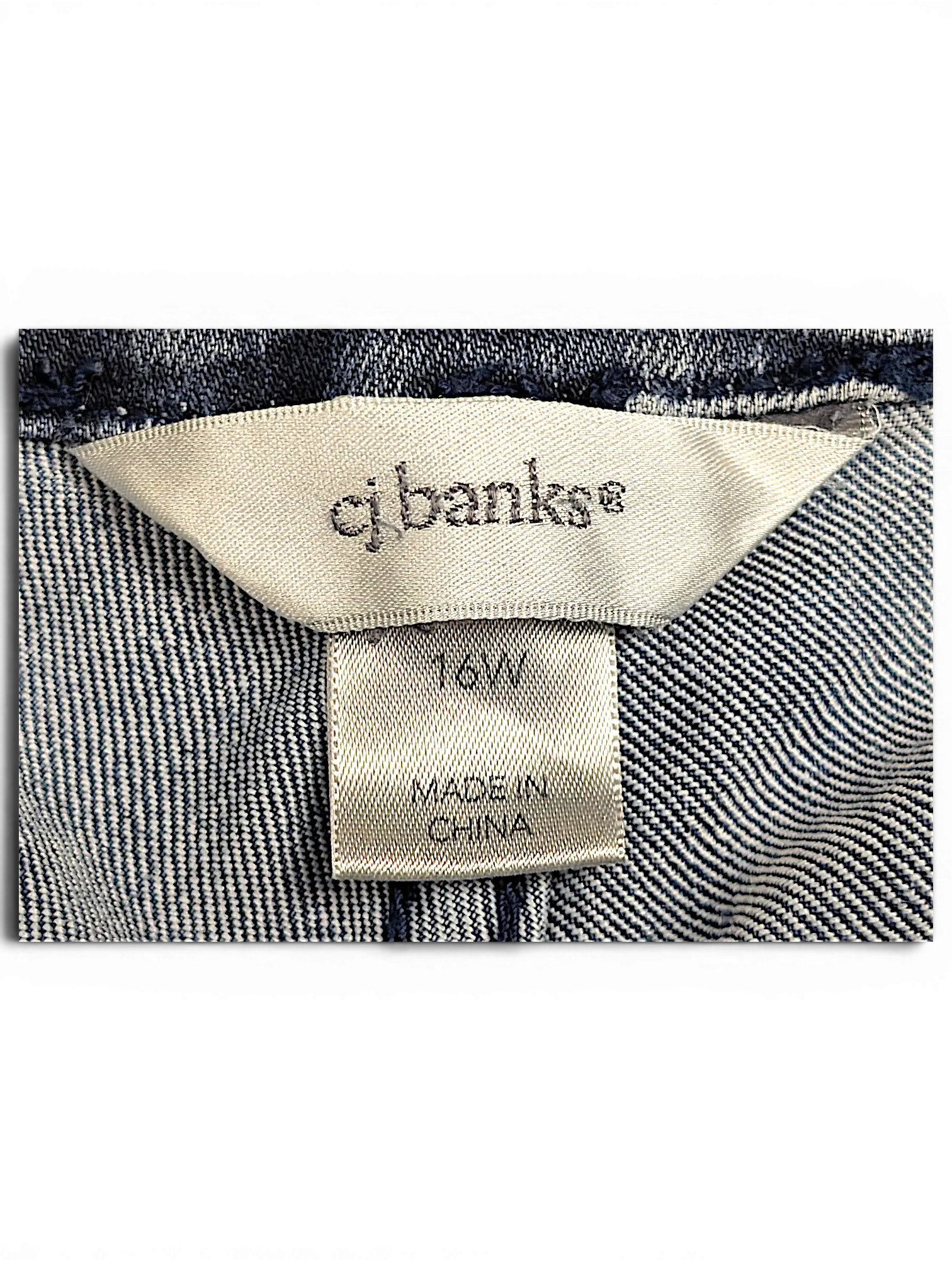 JAKE & IPI CJ Banks jeans size 16W interior clothing label showing brand name and origin