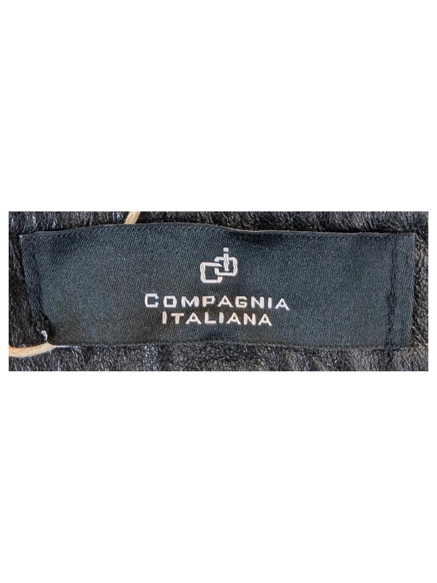 JAKE & IPI Compagnia Italiana black suede leather pants interior label and lining detail