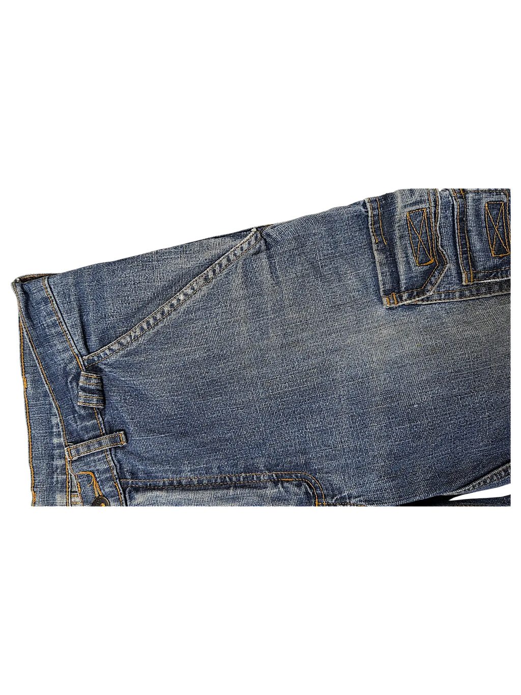 JAKE & IPI blue Cordura brand fabric jeans featuring reinforced stitching and durable utility pocket detailing.