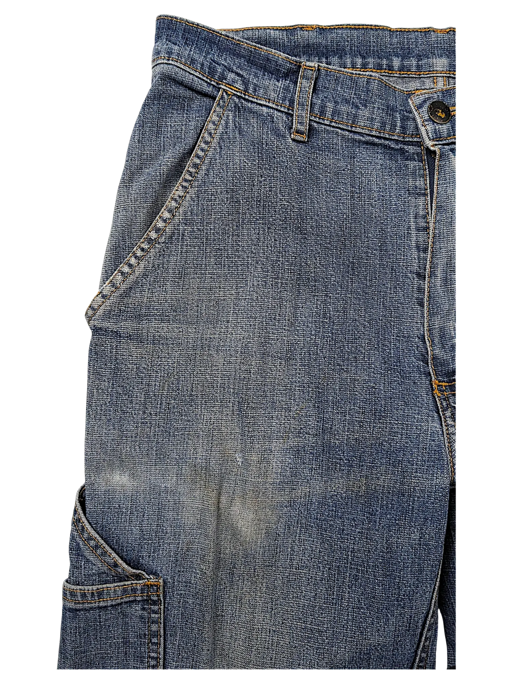 JAKE & IPI blue denim jeans made with durable Cordura fabric featuring reinforced side pockets and contrast stitching.
