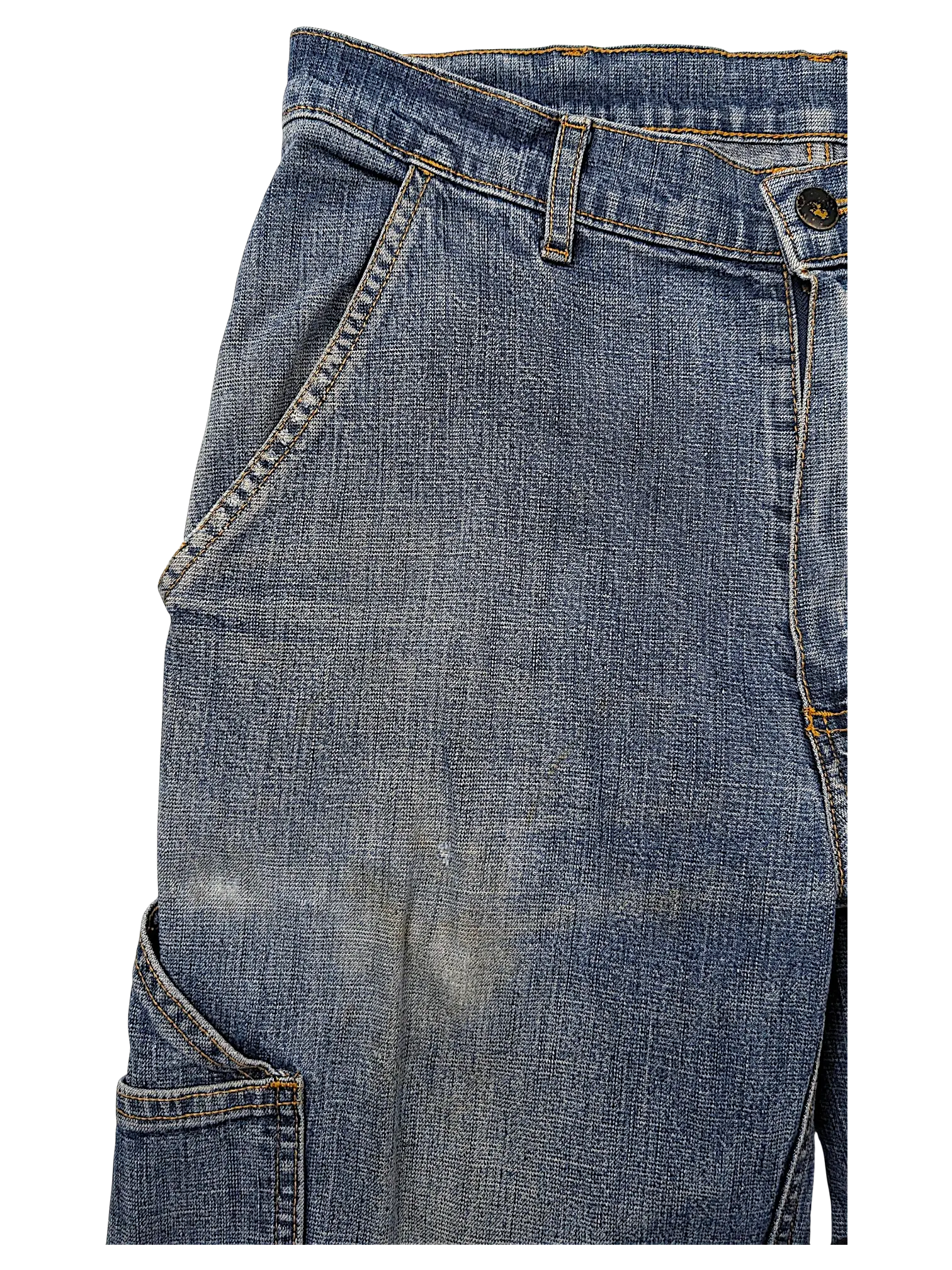 JAKE & IPI blue denim jeans made with durable Cordura fabric featuring reinforced side pockets and contrast stitching.